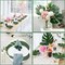 34pcs Artificial Tropical Palm Leaves Fake Monstera Leaf Summer Tropical Fiesta Party Decorations, Flamingo Hawaiian Party Supplies